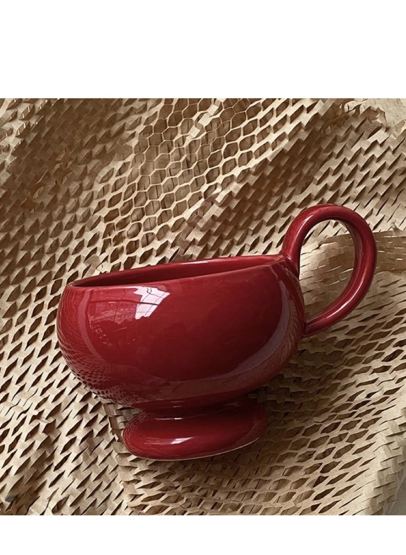 JOSQUEWNN Aladdin Vintage Red Coffee Mug, French Ceramic Tea Cup Creative Breakfast Milk Cup, Porcelain Modern Water Cup For Office And Home, Gift Box For Mother's Day Or Birthday. - Image 5