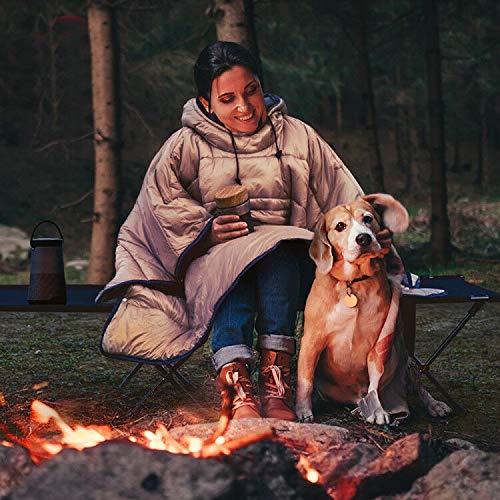 HI SUYI Camp Poncho Sleeping Bag Wearable Hooded Blanket - Envelope Lightweight Thermal Cloak Cape Windproof with Premium Stuff Compression Sack for Backpacking Hiking Hunting Fishing Outdoor Sport - Image 2