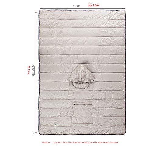 HI SUYI Camp Poncho Sleeping Bag Wearable Hooded Blanket - Envelope Lightweight Thermal Cloak Cape Windproof with Premium Stuff Compression Sack for Backpacking Hiking Hunting Fishing Outdoor Sport - Image 4