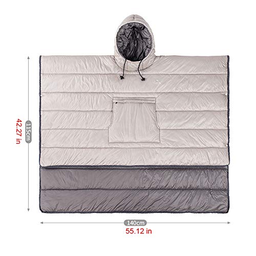 HI SUYI Camp Poncho Sleeping Bag Wearable Hooded Blanket - Envelope Lightweight Thermal Cloak Cape Windproof with Premium Stuff Compression Sack for Backpacking Hiking Hunting Fishing Outdoor Sport - Image 5