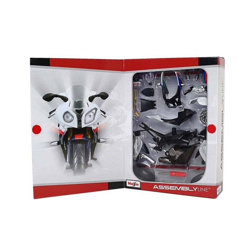 Maisto Assembly Line BMW S1000 RR Die-cast Metal Kit (1:12, 20 Parts, White/Blue/Red) - Image 2