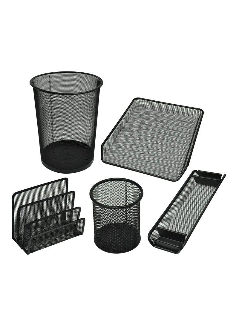 FIS Metal Mesh Office Set, 5 Pieces Per Pack, Black Color - FSDSB82037T