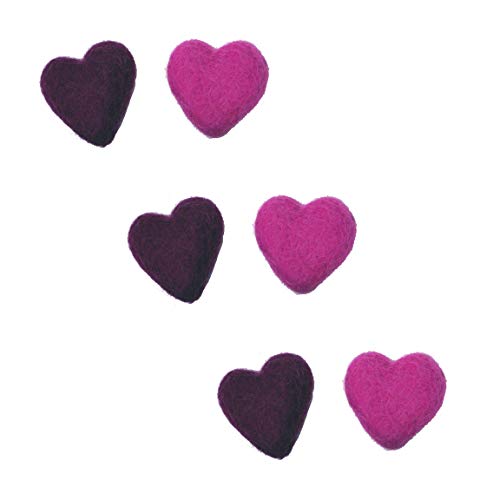 Mokoboho Toys for Cats and Kittens 100 Wool Felt Handmade in Nepal 6 Hearts - Image 1