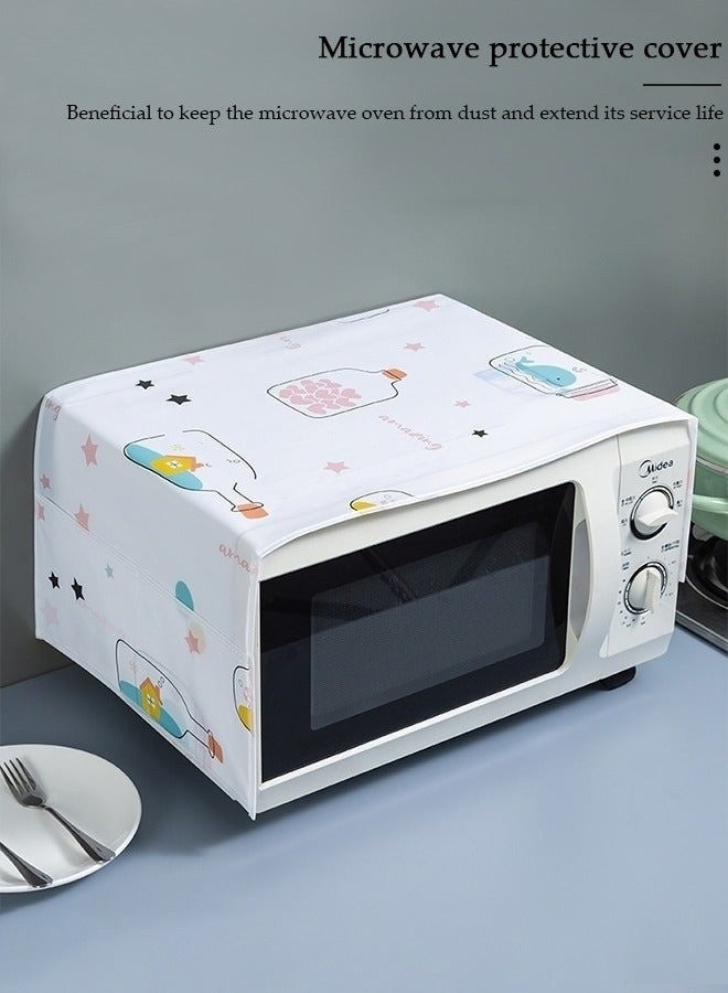 Microwave Oven Dust Cover 85 × 35 cm – Waterproof & Oil-Proof PEVA Microwave Protector with 4 Side Storage Pockets, Multi-Purpose Kitchen Appliance Cover, Foldable Dust Cover Organizer for Microwave, Toaster Oven & Coffee Machine - Image 3