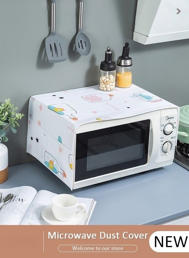 Microwave Oven Dust Cover 85 × 35 cm – Waterproof & Oil-Proof PEVA Microwave Protector with 4 Side Storage Pockets, Multi-Purpose Kitchen Appliance Cover, Foldable Dust Cover Organizer for Microwave, Toaster Oven & Coffee Machine - Image 1
