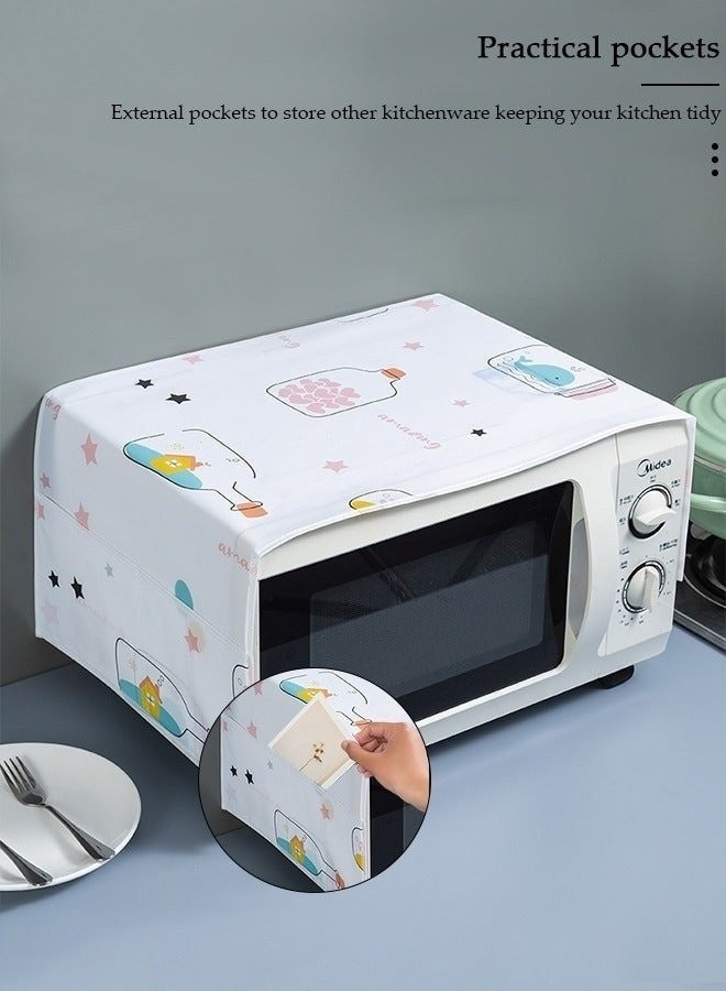 Microwave Oven Dust Cover 85 × 35 cm – Waterproof & Oil-Proof PEVA Microwave Protector with 4 Side Storage Pockets, Multi-Purpose Kitchen Appliance Cover, Foldable Dust Cover Organizer for Microwave, Toaster Oven & Coffee Machine - Image 2