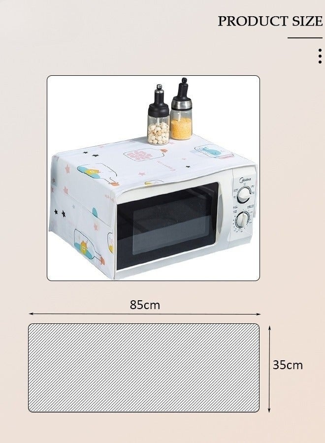 Microwave Oven Dust Cover 85 × 35 cm – Waterproof & Oil-Proof PEVA Microwave Protector with 4 Side Storage Pockets, Multi-Purpose Kitchen Appliance Cover, Foldable Dust Cover Organizer for Microwave, Toaster Oven & Coffee Machine - Image 4