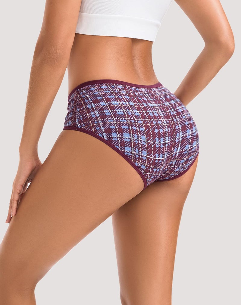 INNERSY Womens Underwear Cotton Hipster Panties Regular & Plus Size 6-Pack(Retro Plaid,X-Small) - Image 4