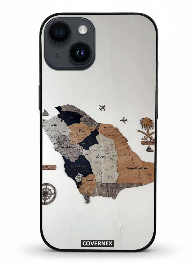 Covernex Apple iPhone 14 Protective Case Cover Printed Featuring Saudi Arabia Regional Map - Image 2
