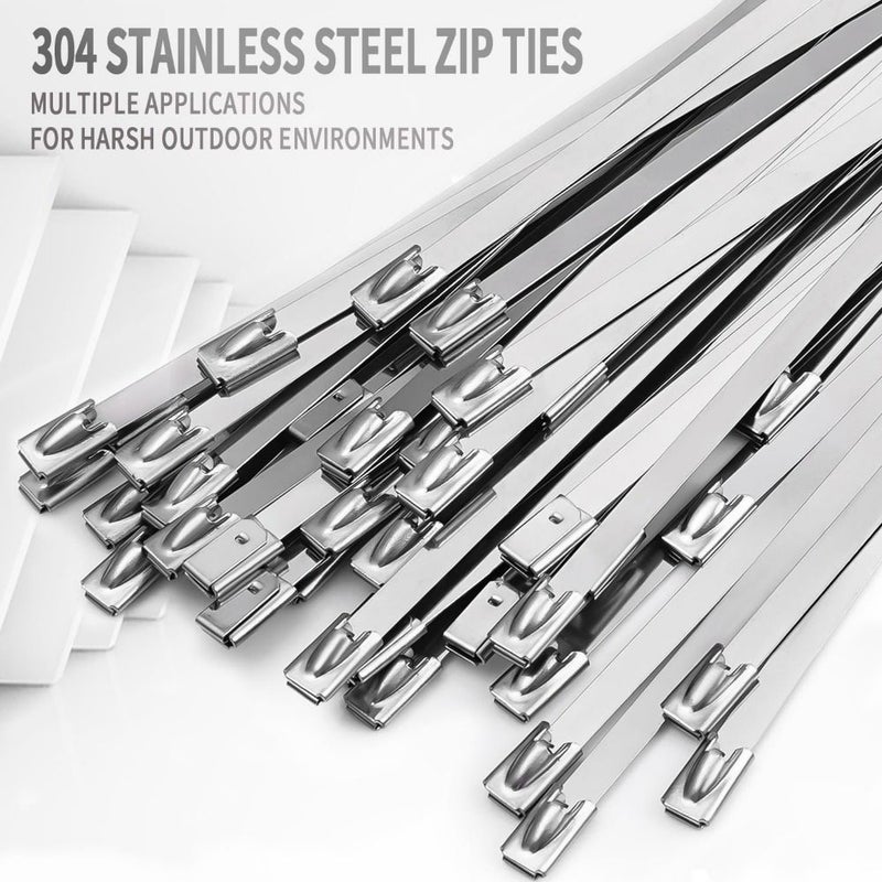 52pcs 304 Stainless Steel Heavy Duty Metal Zip Ties 11.8 Inches Self Locking - Image 2
