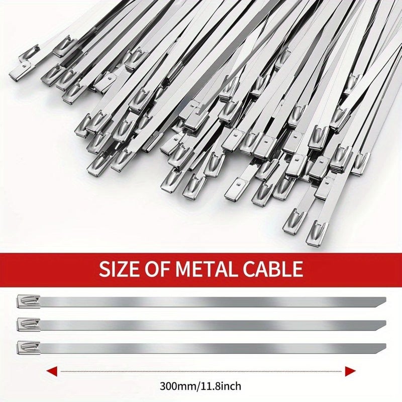 52pcs 304 Stainless Steel Heavy Duty Metal Zip Ties 11.8 Inches Self Locking - Image 5