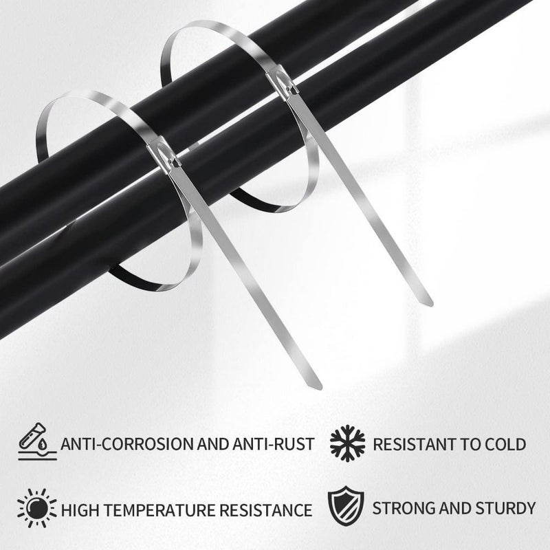 52pcs 304 Stainless Steel Heavy Duty Metal Zip Ties 11.8 Inches Self Locking - Image 3
