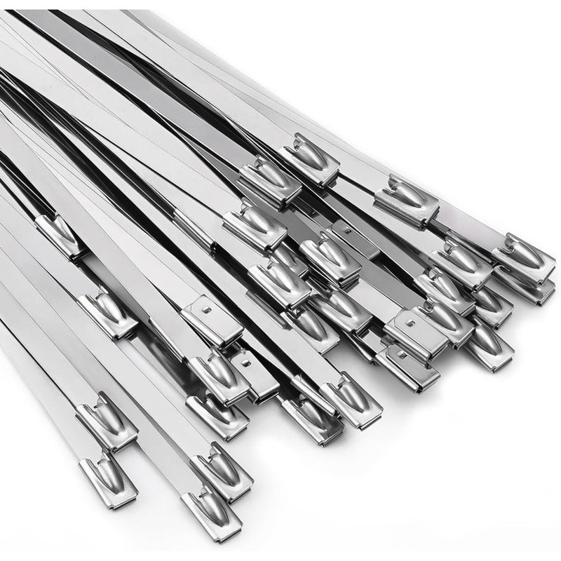 52pcs 304 Stainless Steel Heavy Duty Metal Zip Ties 11.8 Inches Self Locking - Image 1