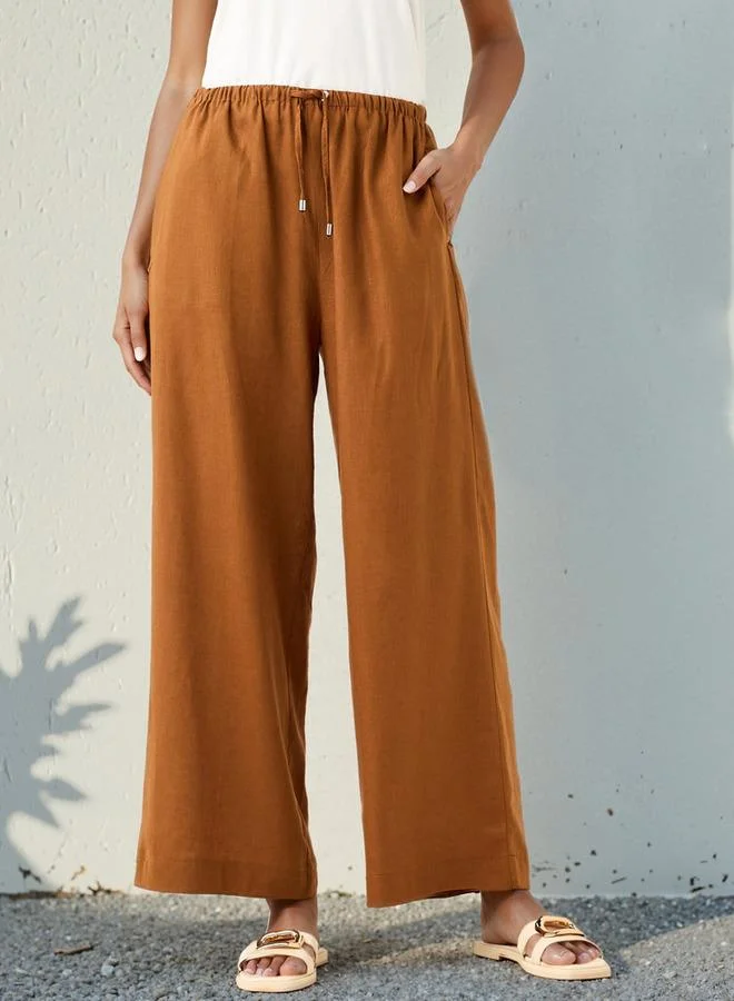 Splash FAV Linen Blend Wide Leg Trousers