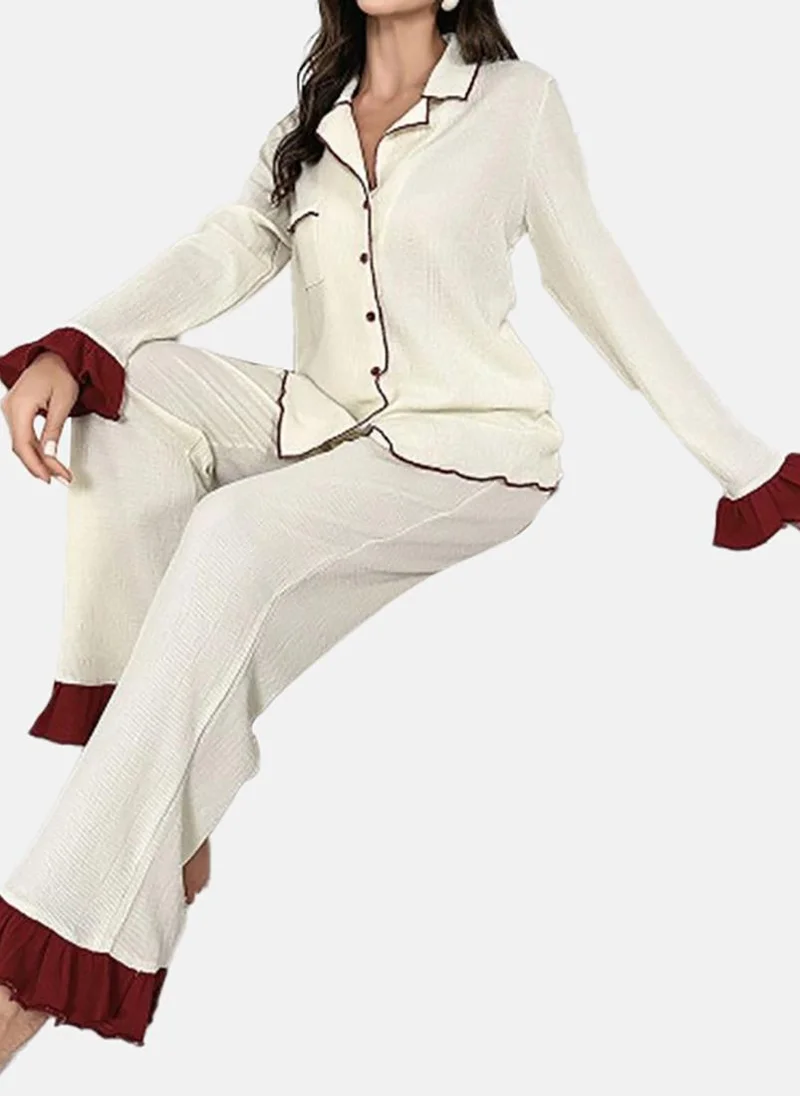 يونيكي Cream Solid Pyjamas & Shirt