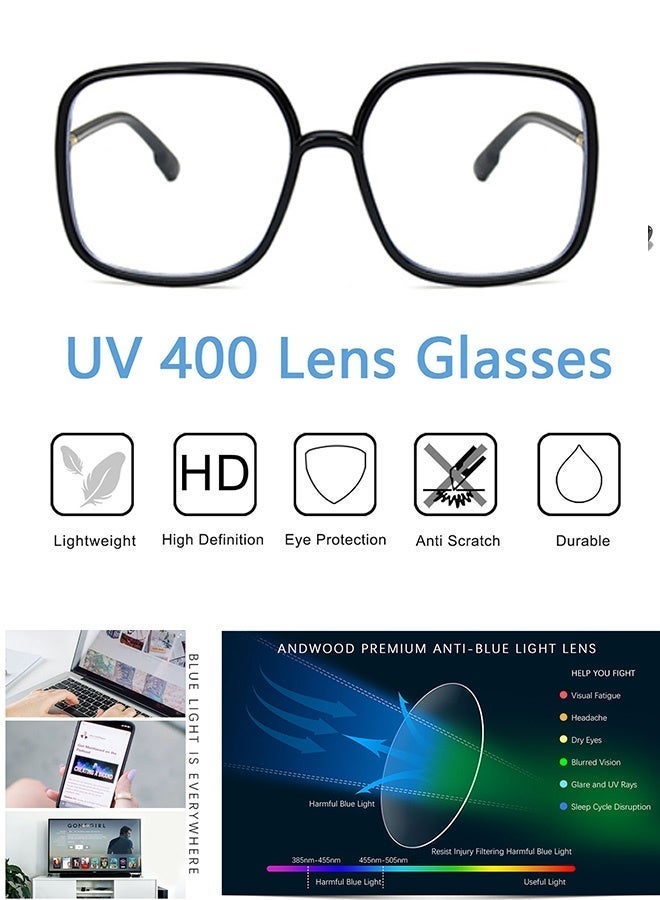 CIKJUK Blue Light Blocking Glasses Oversized Square Reading Glasses for Women and Men Fashion Anti-Radiation Eye Glasses for Gaming Computer Eyeglasses Harmful Light Filter Eyeglass Ultralight Eyewear Black - Image 5