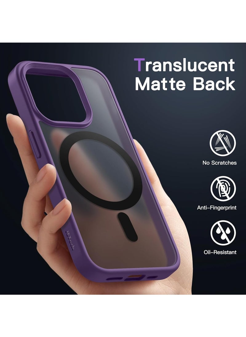 Denx - Magnetic Case for iPhone 12 Pro Max, Compatible iphone 12 Pro Max with MagSafe, Translucent Matte Back Slim Shockproof Phone Cover (Purple) - Image 1