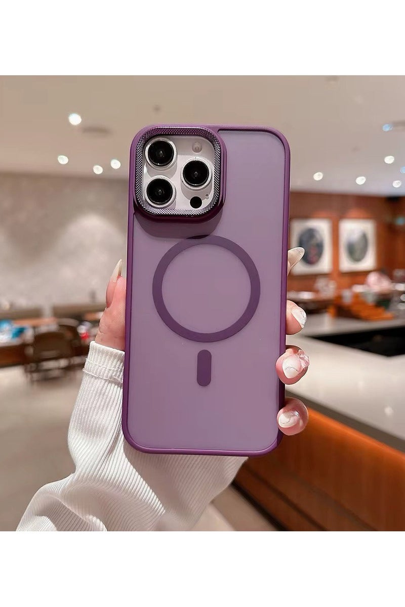 Denx Magnetic Case for iPhone 12 Pro Max, Compatible iphone 12 Pro Max with MagSafe, Translucent Matte Back Slim Shockproof Phone Cover (Purple)