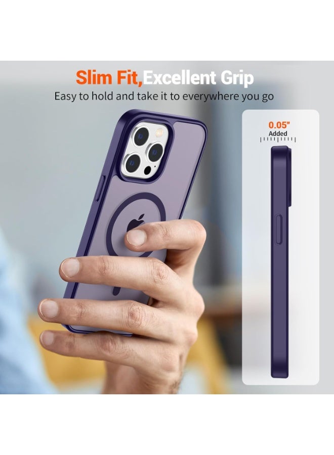 أكاليكس جراب مغناطيسي لهاتف iPhone 12 Pro Max، متوافق مع iPhone 12 Pro Max مع MagSafe، غطاء خلفي شفاف غير لامع نحيف مقاوم للصدمات (أرجواني) - Image 2