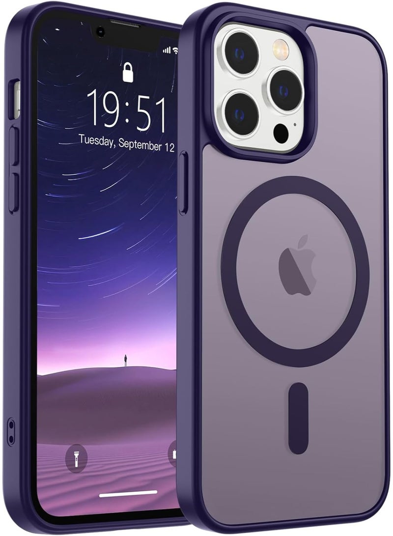 أكاليكس جراب مغناطيسي لهاتف iPhone 12 Pro Max، متوافق مع iPhone 12 Pro Max مع MagSafe، غطاء خلفي شفاف غير لامع نحيف مقاوم للصدمات (أرجواني) - Image 1