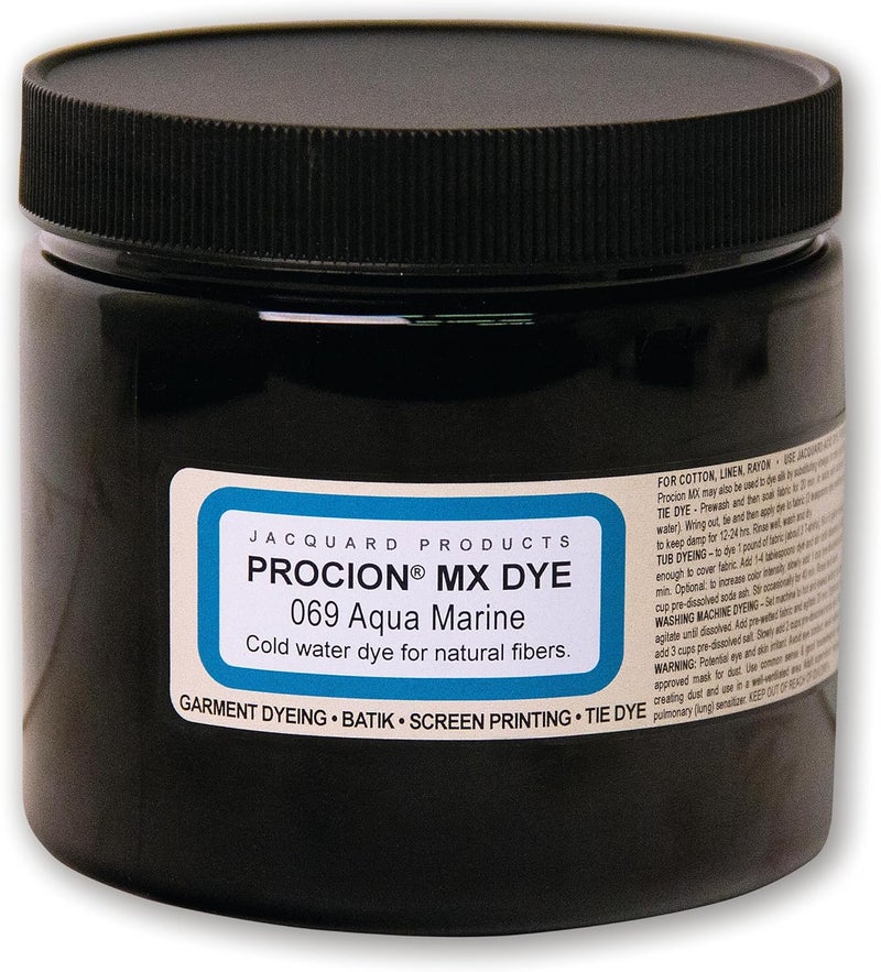 Jacquard Procion MX Tie Dye Powder 8 Ounce Jar - Aquamarine for Fabric and Clothing, Permanent and Washfast - Image 1