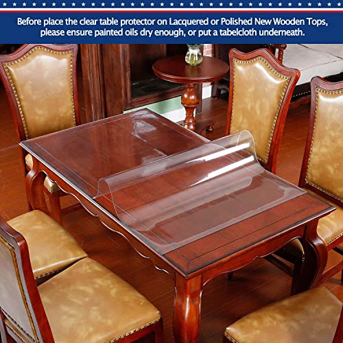 BigHala Clear Table Top Protector Plastic Wipeable Table Cloth Cover Pad Thick Protective Clear Desk Blotter Mat Cover PVC Vinyl Cloths Accent Bar Dining Tabletop Furniture Pad Waterproof 32 60 32x60 Inch - Image 3