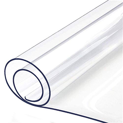 BigHala Clear Table Top Protector Plastic Wipeable Table Cloth Cover Pad Thick Protective Clear Desk Blotter Mat Cover PVC Vinyl Cloths Accent Bar Dining Tabletop Furniture Pad Waterproof 32 60 32x60 Inch - Image 1