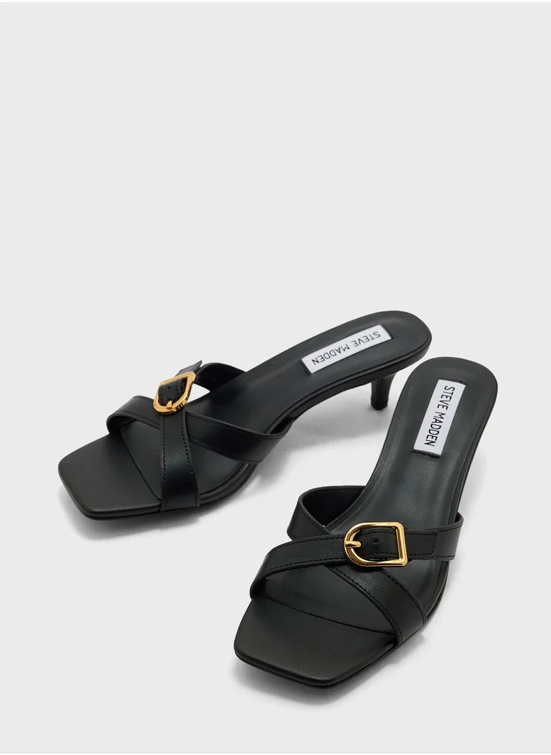 STEVE MADDEN Cross Strap Mid Heel Sandals
