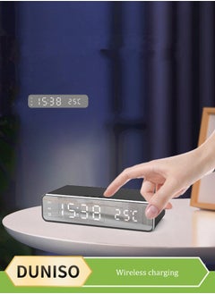 Bedside Alarm Clock with Wireless Charging Smart Digital Alarm Clock with LED Temperature Display 5W Wireless Charger Alarm Clocks Bedside with Dual Alarms Loud Digital Clock for Bedrooms
