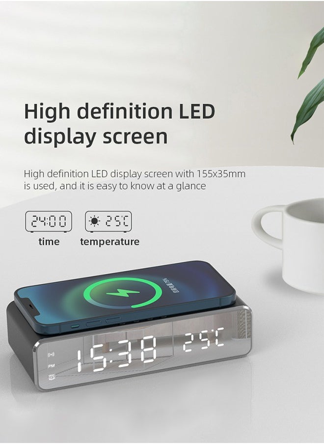 DUNISO - Bedside Alarm Clock with Wireless Charging Smart Digital Alarm Clock with LED Temperature Display 5W Wireless Charger Alarm Clocks Bedside with Dual Alarms Loud Digital Clock for Bedrooms - Image 1