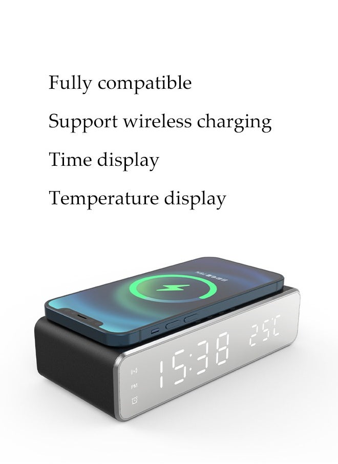 DUNISO - Bedside Alarm Clock with Wireless Charging Smart Digital Alarm Clock with LED Temperature Display 5W Wireless Charger Alarm Clocks Bedside with Dual Alarms Loud Digital Clock for Bedrooms - Image 1
