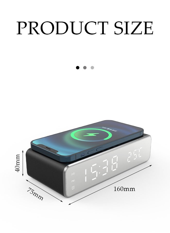 DUNISO - Bedside Alarm Clock with Wireless Charging Smart Digital Alarm Clock with LED Temperature Display 5W Wireless Charger Alarm Clocks Bedside with Dual Alarms Loud Digital Clock for Bedrooms - Image 1