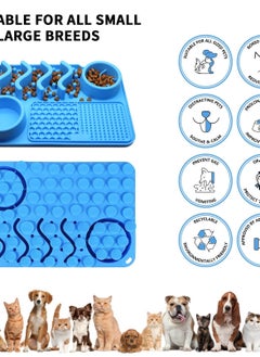 Excefore 3-in-1 Lick Mat for Dogs, Silicone Slow Feeder Dog Bowl with Suction Cup, Perfect for Treats, Yogurt, Boredom & Anxiety Reduction, Suitable for Dogs and Cats, Blue.  - Image 5