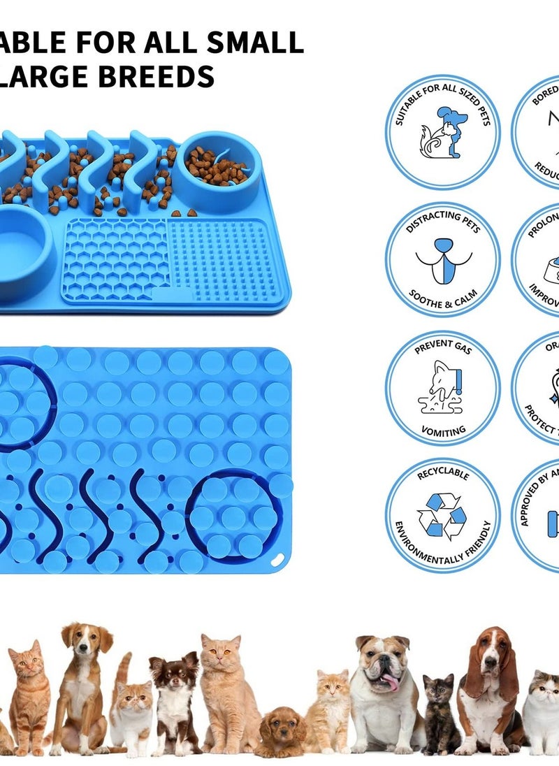 Excefore 3-in-1 Lick Mat for Dogs, Silicone Slow Feeder Dog Bowl with Suction Cup, Perfect for Treats, Yogurt, Boredom & Anxiety Reduction, Suitable for Dogs and Cats, Blue.  - Image 5