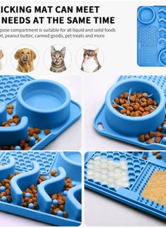 Excefore 3-in-1 Lick Mat for Dogs, Silicone Slow Feeder Dog Bowl with Suction Cup, Perfect for Treats, Yogurt, Boredom & Anxiety Reduction, Suitable for Dogs and Cats, Blue.  - Image 2