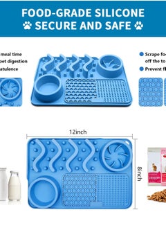Excefore 3-in-1 Lick Mat for Dogs, Silicone Slow Feeder Dog Bowl with Suction Cup, Perfect for Treats, Yogurt, Boredom & Anxiety Reduction, Suitable for Dogs and Cats, Blue.  - Image 4