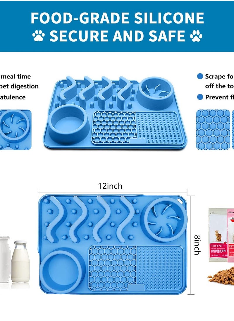 Excefore 3-in-1 Lick Mat for Dogs, Silicone Slow Feeder Dog Bowl with Suction Cup, Perfect for Treats, Yogurt, Boredom & Anxiety Reduction, Suitable for Dogs and Cats, Blue.  - Image 4