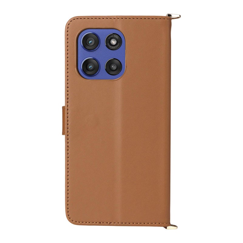 BURAQ Case Cover For Motorola Edge 60 Stylus Multifunctional 6-Card Slots Leather Phone Case with Wrist Strap(Brown) - Image 3