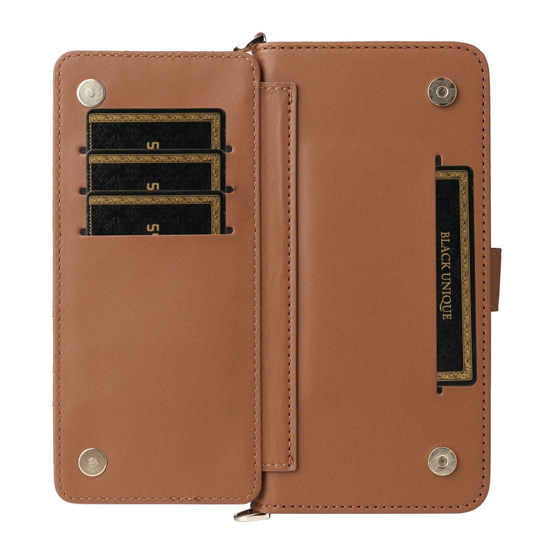 BURAQ Case Cover For Motorola Edge 60 Stylus Multifunctional 6-Card Slots Leather Phone Case with Wrist Strap(Brown) - Image 5
