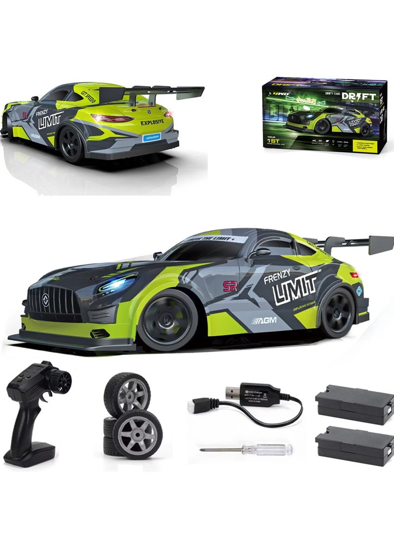 Taizz Ventures 1:16 Scale RC Drift Car – 25KM/H High Speed 4WD Remote Control Car for Kids Age 3+ & Adults, 2.4GHz Controller, Dual 7.4V Batteries, LED Lights, Extra Drift & Normal Tires, Strong Motor, Fully Enclosed Shell, Interchangeable Wheels, Off-Road Racing Toy, Birthday Gift for Boys & Girls, Green  - Image 1