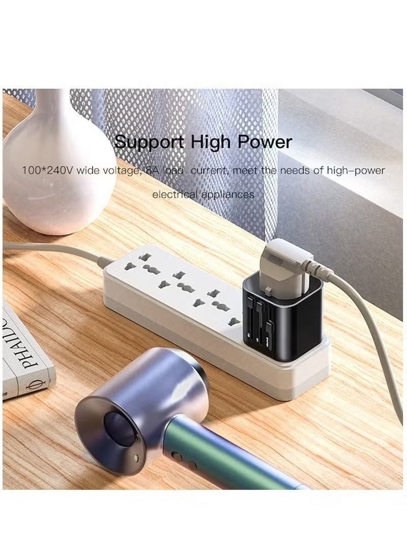 Yesido MC-09 Universal Travel Adapter Plug, Multi-Function International Power Adapter, Compact Portable Travel Charger Plug with Universal Socket Design – Black - Image 2