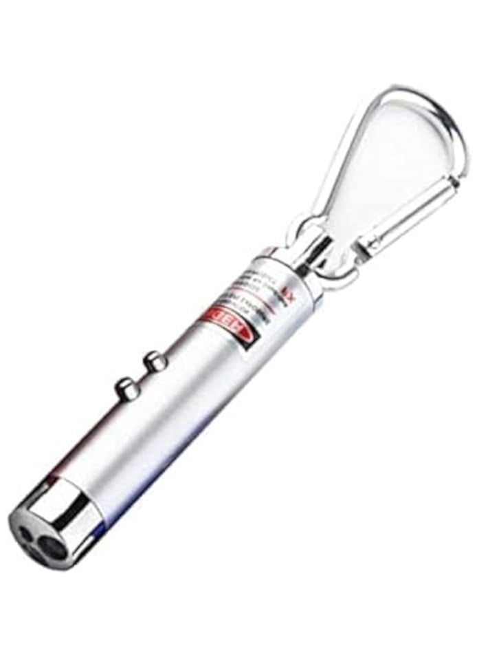 Generic Laser pen with flashlight torch beam light keychain silver 