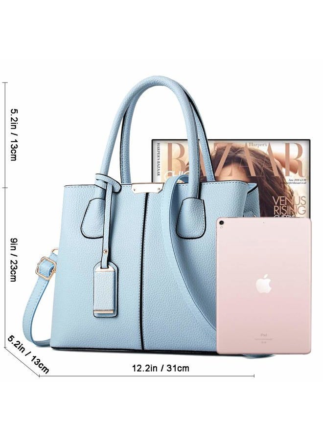 COCIFER Women Top Handle Satchel Handbags Shoulder Bag Tote Purse Messenger Bags - M - C Light Blue - Image 5