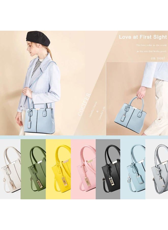COCIFER Women Top Handle Satchel Handbags Shoulder Bag Tote Purse Messenger Bags - M - C Light Blue - Image 3