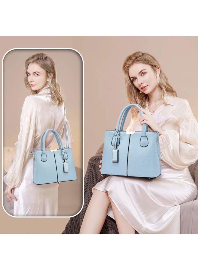 COCIFER Women Top Handle Satchel Handbags Shoulder Bag Tote Purse Messenger Bags - M - C Light Blue - Image 2