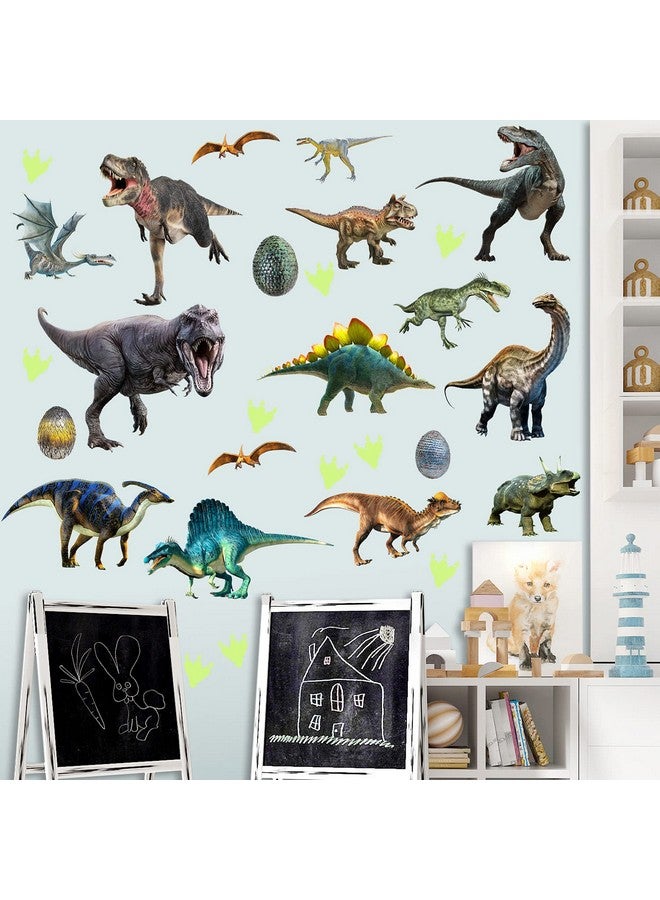 LiveGallery Dinosaurs Wall Decals Glow in The Dark Dinosaur Wall Stickers Removable Tyrannosaurus Wall Decor Dinosaur Eggs and Paw Print Wall Mural for Kids Nursery Living Room Bedroom Classroom Home Decoration - Image 2