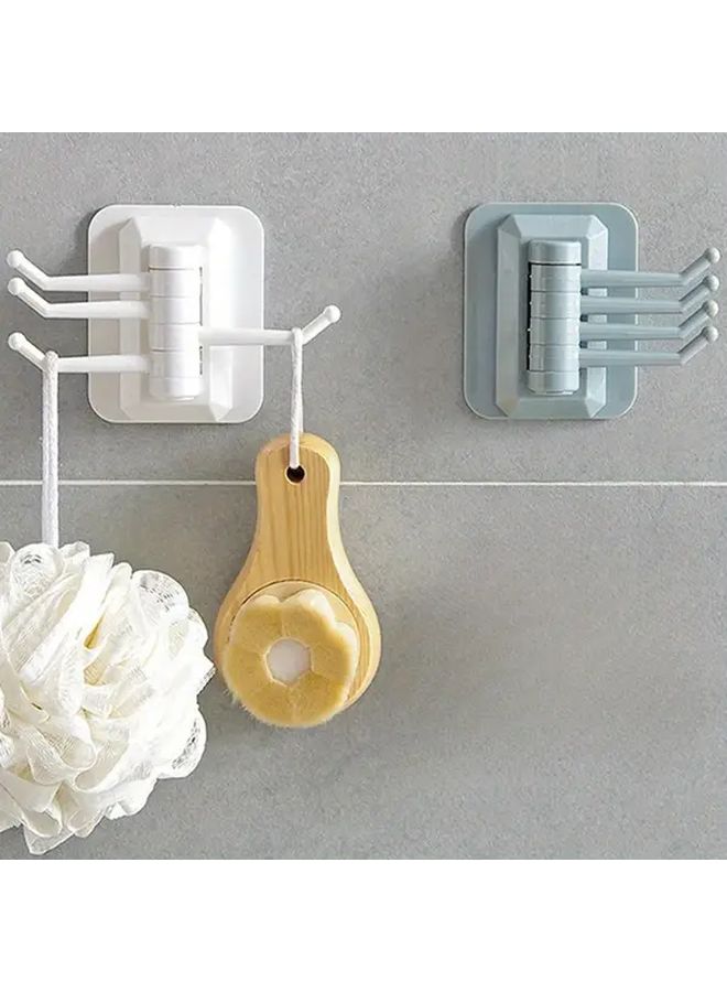 White Strong Self Adhesive Wall Hooks 4 Hooks No Drilling Required Home Storage - Image 1