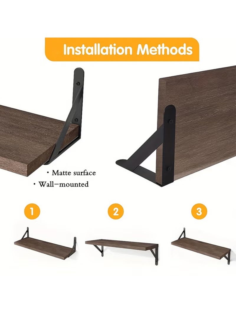 Topyich Rustic Wood Floating Shelves，4 Pcs Wall-mounted for Photo/Vase Display, Home Decor. Ideal for Bathroom, Bedroom, Living Room organization. - Image 3