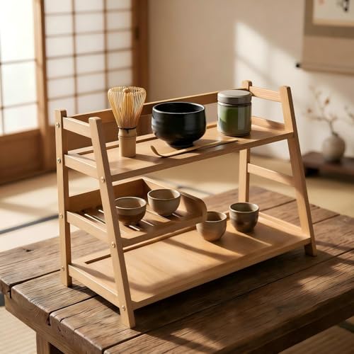 Lnncdsc 3 Tier Bamboo Matcha Station, coffee station organizer Shelf for Kitchen Countertop, Tea Bar - Matcha Powder, Tools & Cup Organizer for Matcha Lovers, Home Baristas. - Image 1