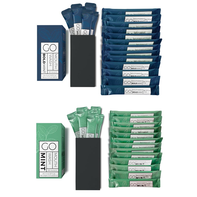 Bold Mint GO Travel Size Mouthwash Packets Individual Mini Mouthwash for Fresh Breath Smart Single Packet Design to Reduce Travel Bottle Waste